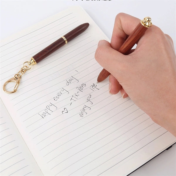 Mini Keychain Wooden Brass Pocket Pen