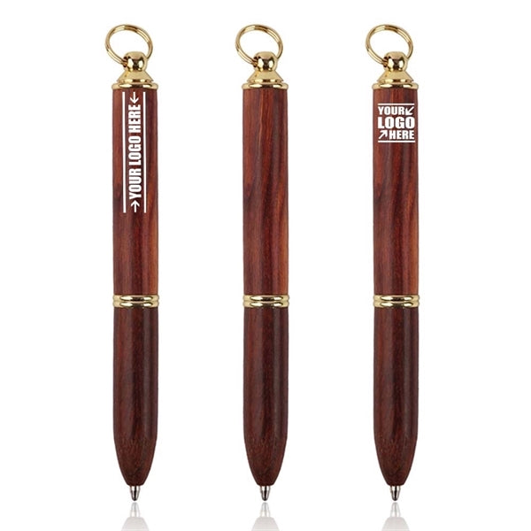 Mini Keychain Wooden Brass Pocket Pen