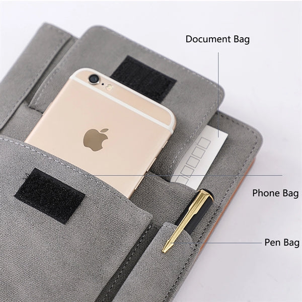 Multi-Function Business A5 Notebook With Phone Pocket