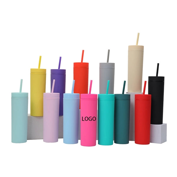 16oz Colored Acrylic Tumblers with Lids and Straws
