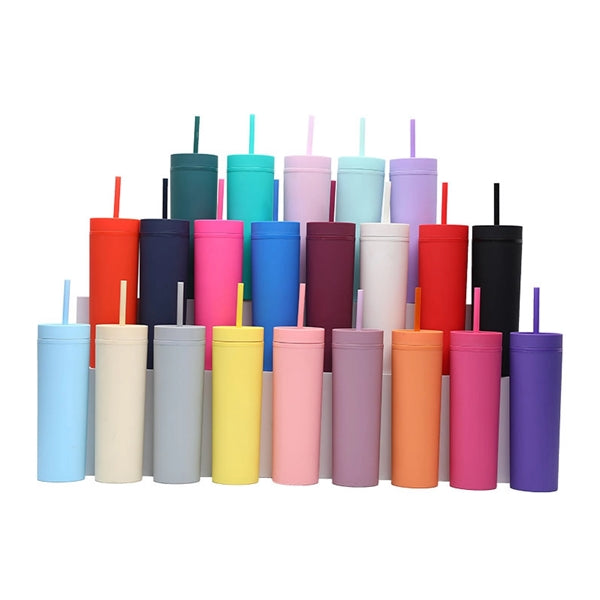 16oz Colored Acrylic Tumblers with Lids and Straws