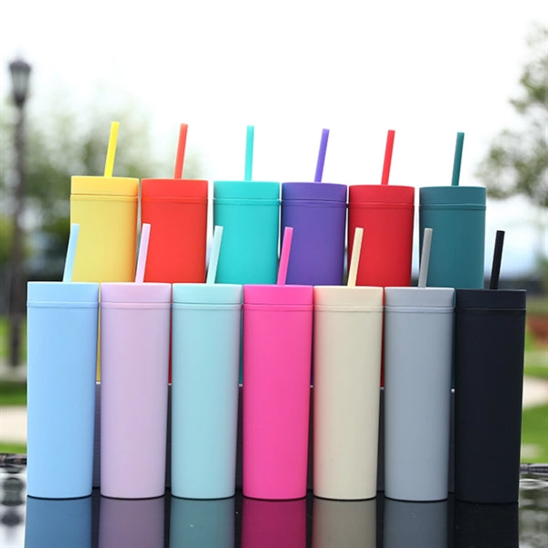 16oz Colored Acrylic Tumblers with Lids and Straws