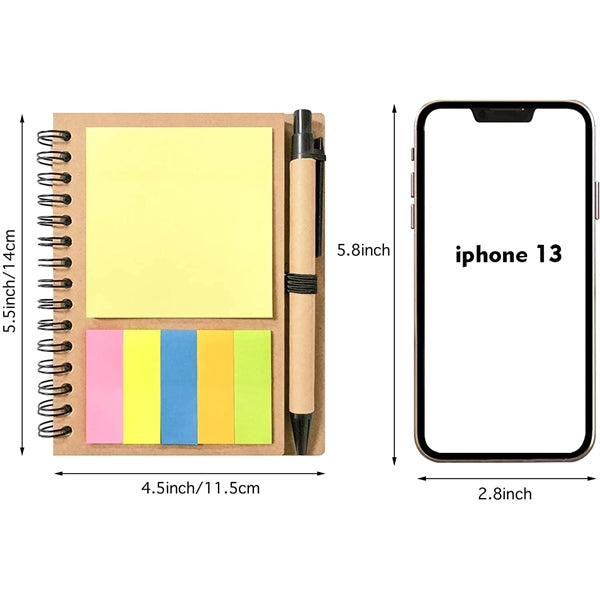 Kraft Spiral Notebook with Pen in Holder N Sticker