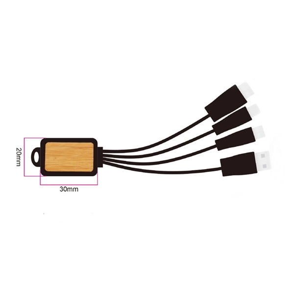 Bamboo Finish 3-in 1 Charging Cable