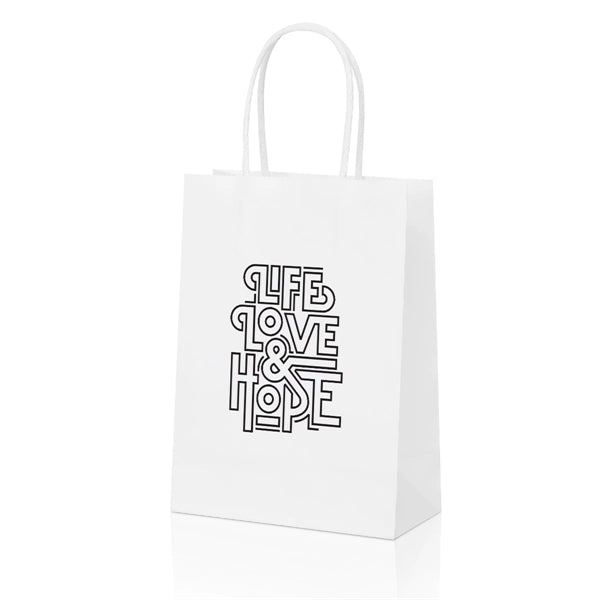 White Kraft Shopping Bag (6" X 3" X 8") Small