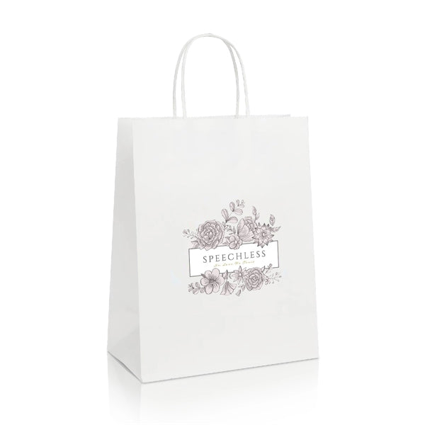 White Kraft Shopping Bag (8" X 4" X 10") Medium