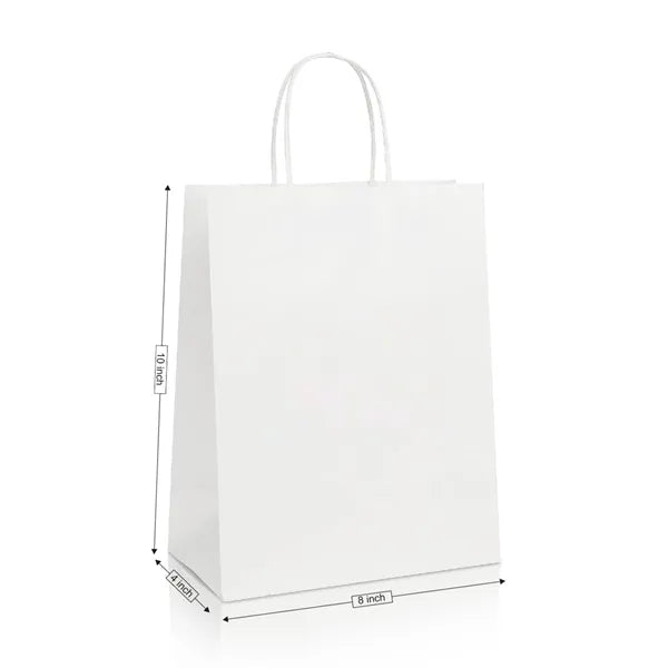 White Kraft Shopping Bag (8" X 4" X 10") Medium