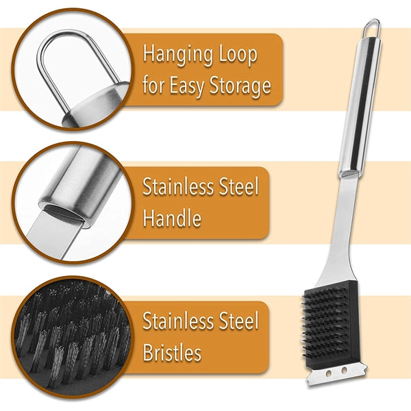 Stainless Steel BBQ Grill Brush and Scraper