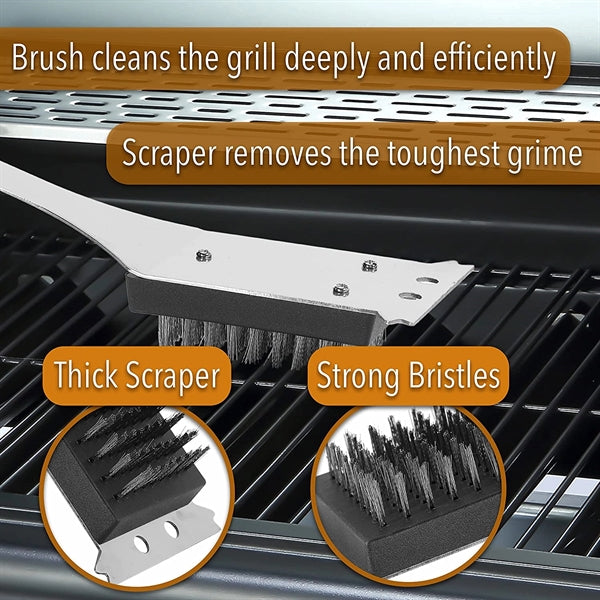 Stainless Steel BBQ Grill Brush and Scraper