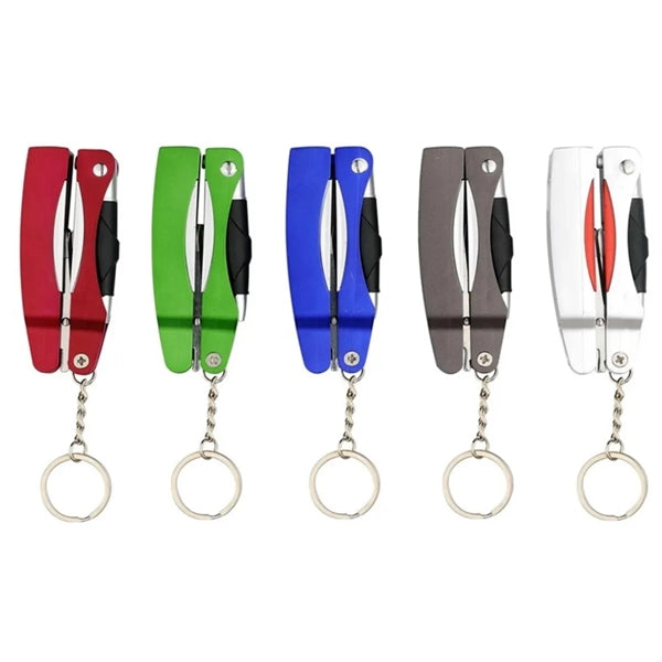 Multifunction pen with scissors and LED flashlight