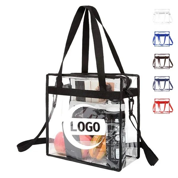 Clear Tote Bag with Zipper and Adjustable Strap