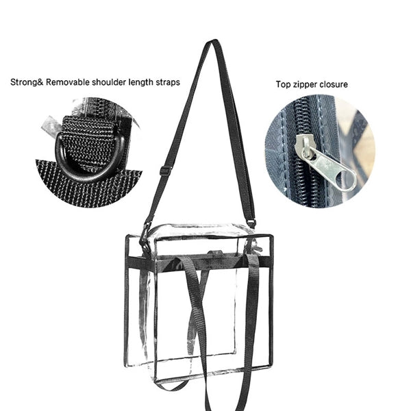 Clear Tote Bag with Zipper and Adjustable Strap