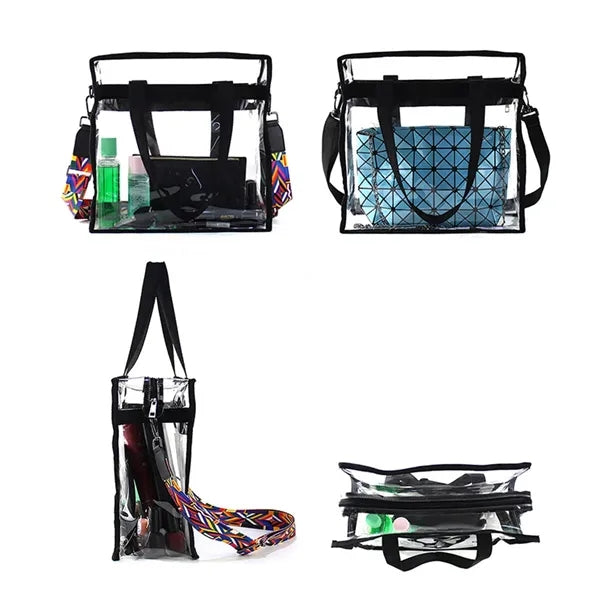Clear Tote Bag with Zipper and Adjustable Strap