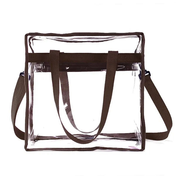 Clear Tote Bag with Zipper and Adjustable Strap
