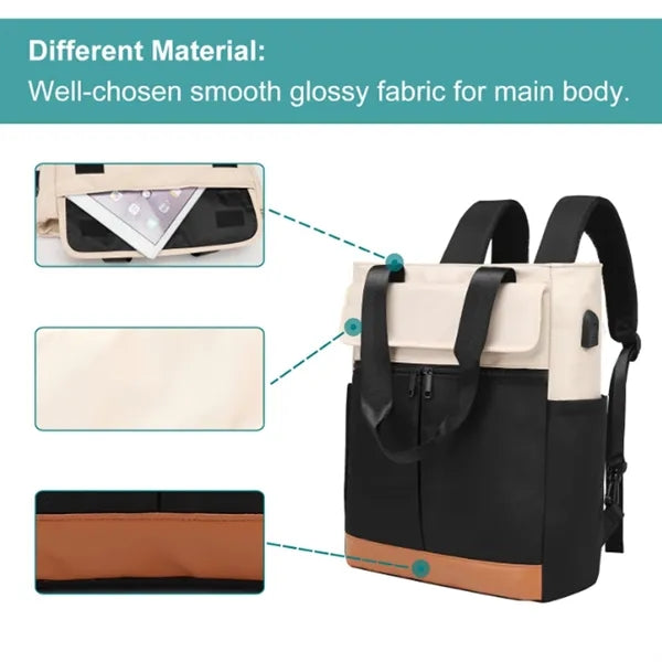USB Women Convertible Tote Daypack Laptop Backpack