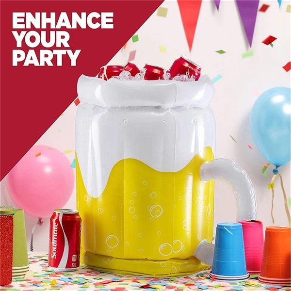 Pool Inflatable Beer Cup Shaped Drink Cooler Ice Bucket