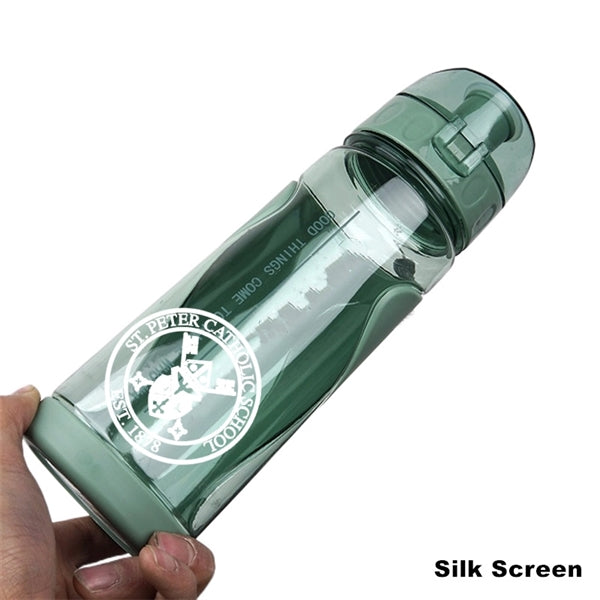 20 oz Plastic Sports Water Bottle With Snap Lock Lid