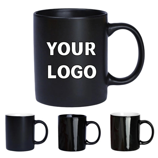 11 oz. Matt & Glossy Black Ceramic Coffee Mugs
