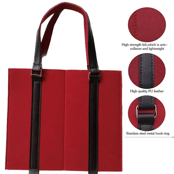 Felt Wine Tote Bag For 2 Bottles