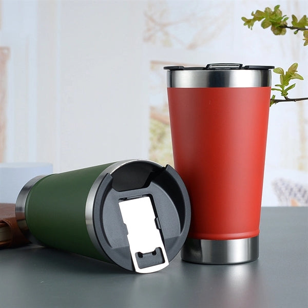16oz Stainless Steel Vacuum Tumbler w/Bottle Opener