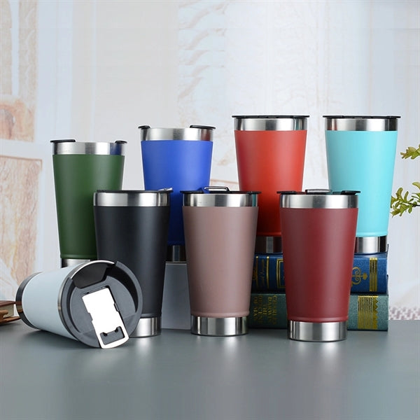 16oz Stainless Steel Vacuum Tumbler w/Bottle Opener