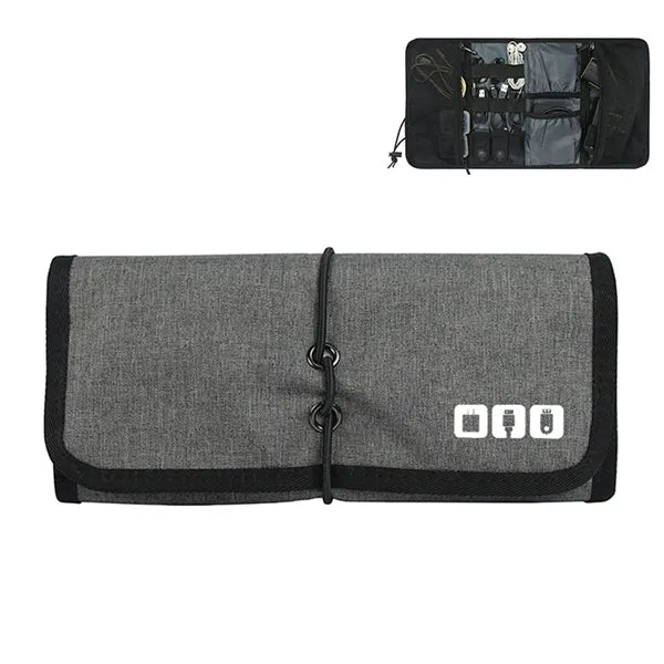 Roll Up Electronic Cable Organizer Bag Pouch
