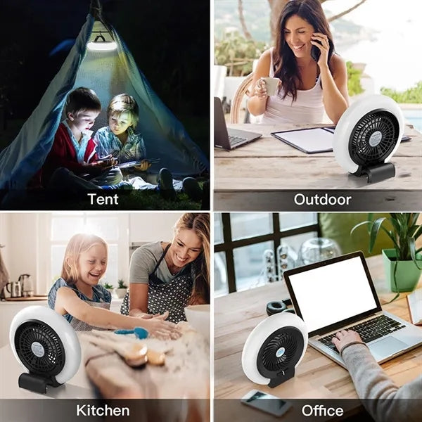 Rechargeable Camping Hanging Fan with LED Lights