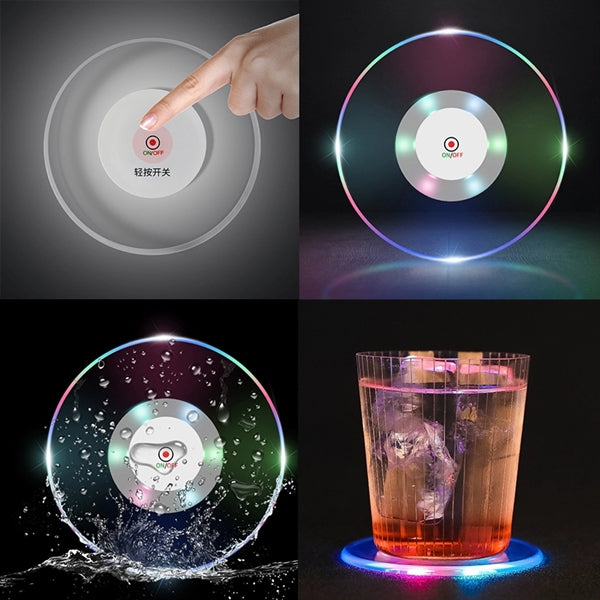 PC Non-slip Waterproof Multi-color Led Light Up Coaster