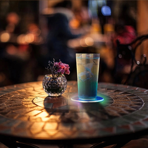 PC Non-slip Waterproof Multi-color Led Light Up Coaster