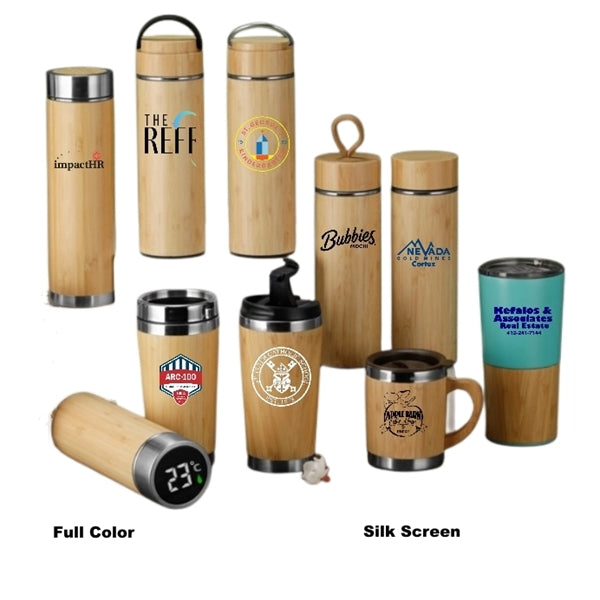 Insulated Stainless Steel Bamboo Coffee Tumbler with Lid