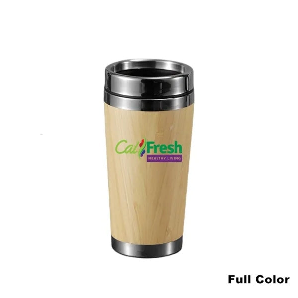 Insulated Stainless Steel Bamboo Coffee Tumbler with Lid
