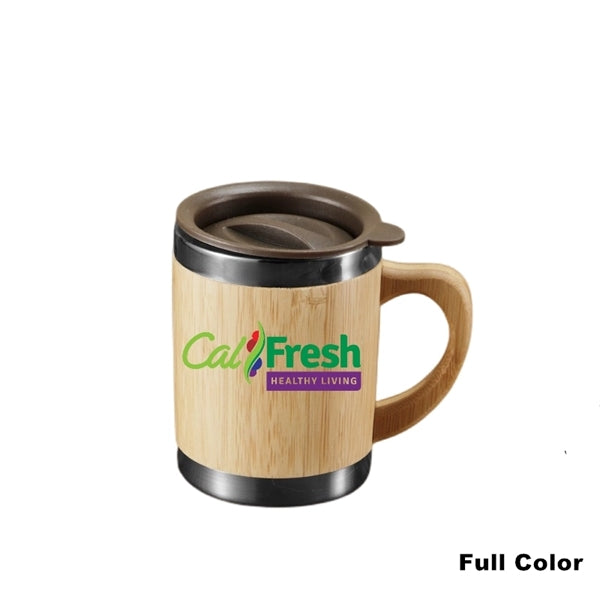 Insulated Stainless Steel Bamboo Coffee Tumbler with Lid