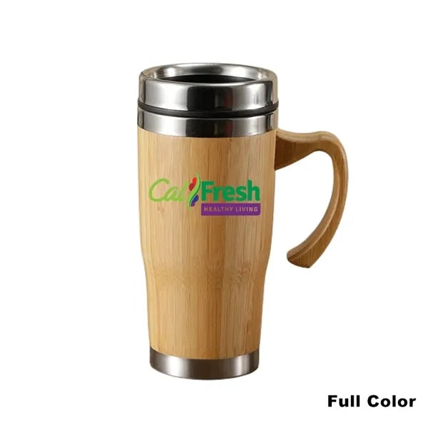 Insulated Stainless Steel Bamboo Coffee Tumbler with Lid