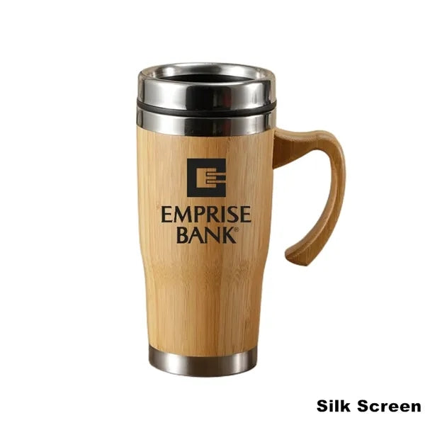 Insulated Stainless Steel Bamboo Coffee Tumbler with Lid