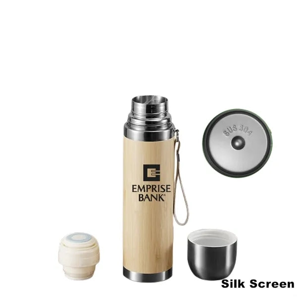 Insulated Stainless Steel Bamboo Coffee Tumbler with Lid