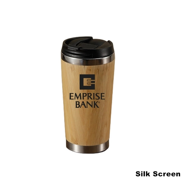 Insulated Stainless Steel Bamboo Coffee Tumbler with Lid
