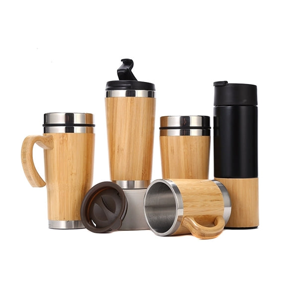 Insulated Stainless Steel Bamboo Coffee Tumbler with Lid