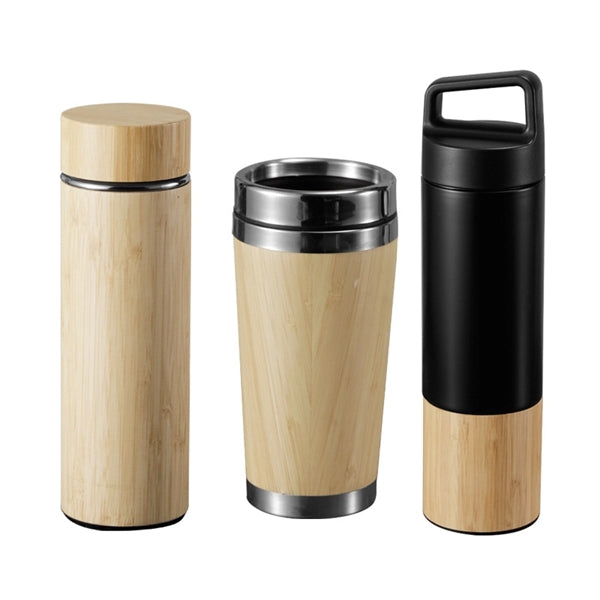 Insulated Stainless Steel Bamboo Coffee Tumbler with Lid