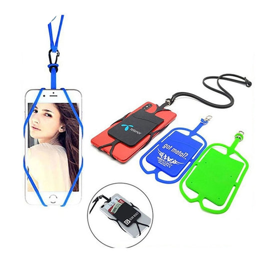 Silicone Phone Wallet Card Holder with Larnyard Neckstrap