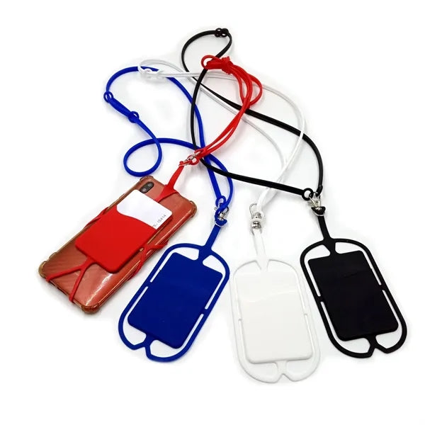 Silicone Phone Wallet Card Holder with Larnyard Neckstrap