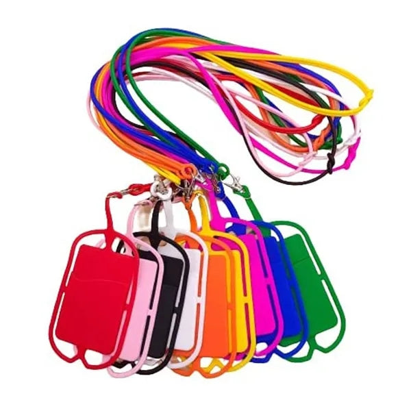 Silicone Phone Wallet Card Holder with Larnyard Neckstrap