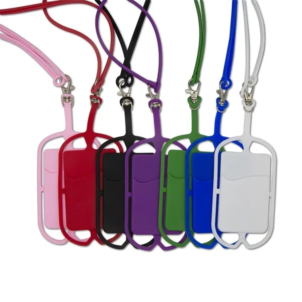 Silicone Phone Wallet Card Holder with Larnyard Neckstrap
