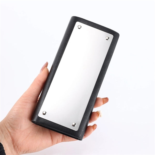 Stainless Steel Mirror Soft Leather Glasses Case eyewear Bag