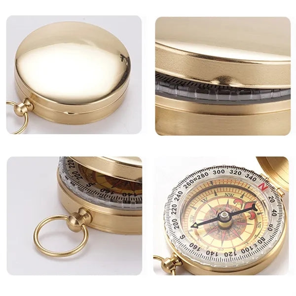 Retro Pocket Copper Clamshell Luminous Survival Compass