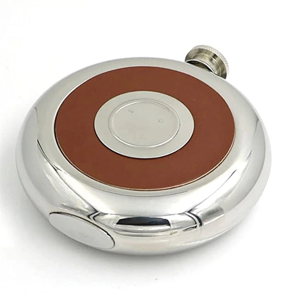 5oz Leather-covered Stainless Steel Hip Flask Built In Cup