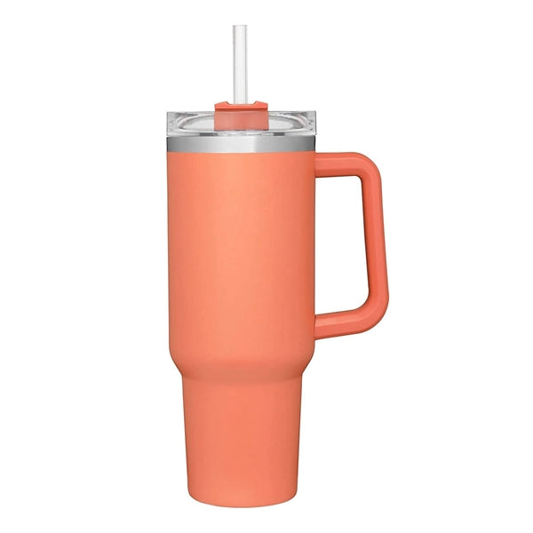 40 Oz. Stainless Steel Tumbler with Handle & Straw