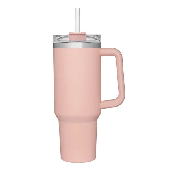 40 Oz. Stainless Steel Tumbler with Handle & Straw
