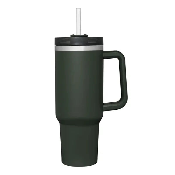 40 Oz. Stainless Steel Tumbler with Handle & Straw