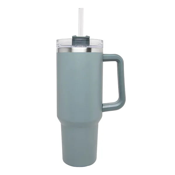 40 Oz. Stainless Steel Tumbler with Handle & Straw