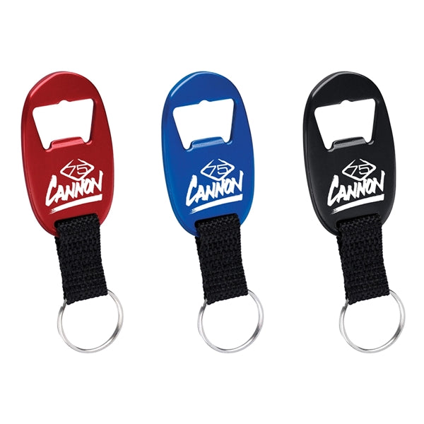 Aluminum Bottle Opener Key Tag with Strap and Split